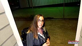 WOW! Busty Nerdy Brunette Celeste Teases Huge Tits Before Wild Masturbation Session!