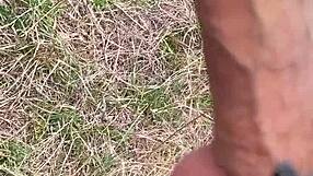 Dickflash outdoor handjob orgasm flashing monster cock public solo exhibitionist ladies watch