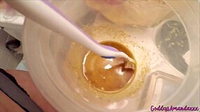 Milf preps food toothbrush for pathetic piggy toilet slave