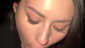 her throat takes a massive load gagging and swallowing every drop outdoors