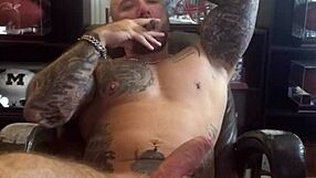 i light up my cigar while sporting this massive hard on craving action