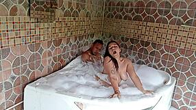 stepdad rams latina milf's ass hard in jacuzzi missionary while wife works