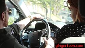 horny petite redhead teen cruises city streets then gets her pussy banged deep in group oral frenzy
