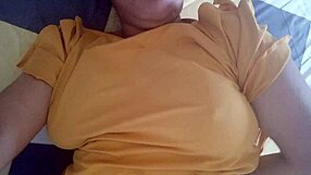 Stepmom wakes with huge tits squirts soaking her tight hairy pussy creampie