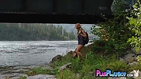 Sweet Blonde Musician Anna Katarina Poses Outdoor Stripping Natural Tits And Body