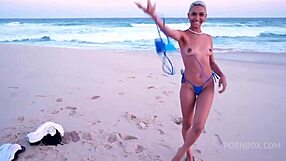 Hidden green-eyed anal slut exposed on nude beach