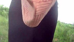 crazy bitch twerks half naked through forest