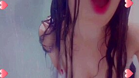 Bold horny student showers wet tits masturbation