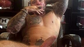 i light up my cigar while sporting this massive hard on craving action