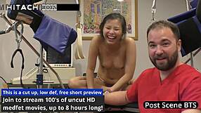 Raya Nguyen fingers shaved pussy begging daddy close-up