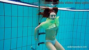 nina mohnatka's shy petite blonde small tits tease underwater pool swim