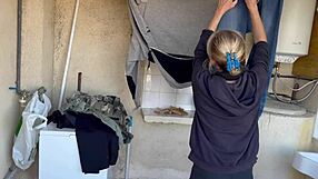 Homemade accidental neighbor sex blowjob cum in mouth laundry room pounding