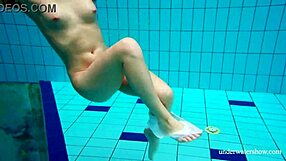 nina mohnatka's shy petite blonde small tits tease underwater pool swim