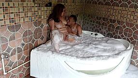 stepdad rams latina milf's ass hard in jacuzzi missionary while wife works