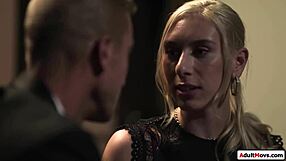 Young Blonde Intern Tempts Boss with Deepthroat Blowjob in Office?