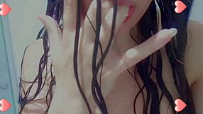 Bold horny student showers wet tits masturbation