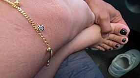 hey teacher, feel my feet and ass on your car break?