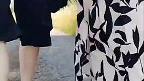 granny 66 flashes feet in forest hike turning sunny stroll seductive