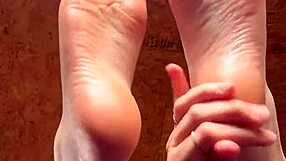 Girl Smoothly Applies Lotion to Her Soft Feet in Close-Up