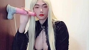 damn sex with big dick feels comfy in socks high heels ladyboy legs