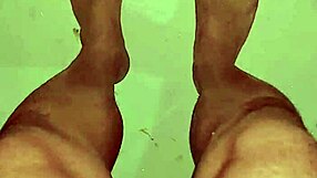 just caught this rando asian doing a nude bath with some teasing feet play by the pool