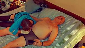 granny nurse deepthroats patient cock in hospital cosplay blowjob closeup