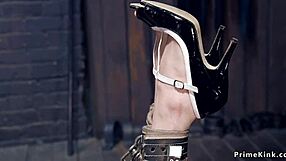 whoa clamped pin blonde hangs suspended tight