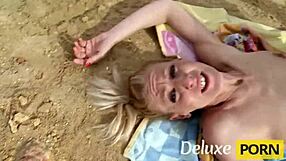 that bitch sucked his cock hard then rode it after ass fingering on the beach