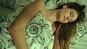 cute brunette neighbor rides my monster cock cowgirl early morning cum