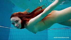 nina mohnatka's shy petite blonde small tits tease underwater pool swim