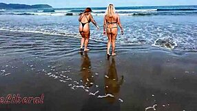 me and my friend flashing pussy and ass like total sluts on the beach