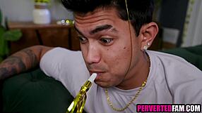 latina stepmom's pussy licked bent over doggystyle new years eve