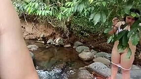 latina couple ends wild forest fuck with outdoor anal creampie