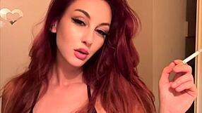 Italian Artemisia Love Smokes in Micro Bikini Big Tits Tease