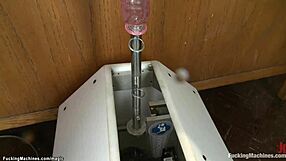 Bound Brunette Slut Endures Relentless Machine Fucking in Classroom