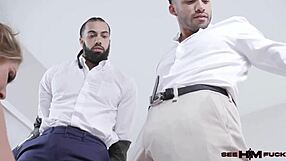 muscular tony hallelujah and james angel hint at milf lolly dames' oiled ass ride