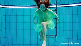 nina mohnatka's shy petite blonde small tits tease underwater pool swim