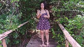 hiker spots big ass photoshoot in forest for creampie