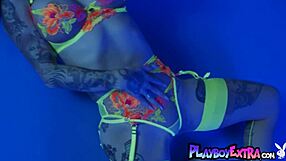 wanna watch this busty milf Joanna Angel strip her neon lingerie slow?