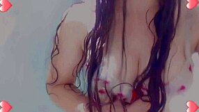 Bold horny student showers wet tits masturbation
