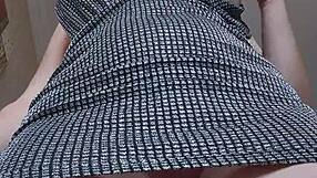 Accidental upskirt catches blonde's shaved pussy and wet masturbation voyeur style