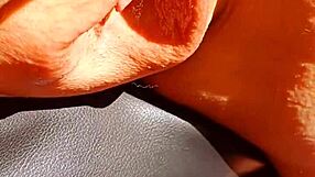 Mature Wife Flashes Huge Wet Shaved Pussy Lips Spreading Wide