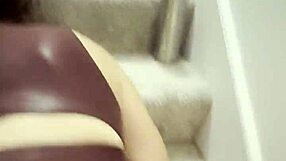 Curly big ass big tits bunny bent over stairs takes doggystyle spanking while moaning for cock