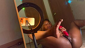 Sexy Ebony Babe in Lingerie Masturbates Tight Pussy Solo Teasing Hard Fuck