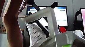 tranny in sexy lingerie sits on dildo trembling with wild arousal and ecstasy