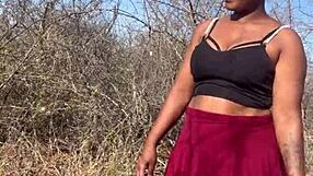 bent ebony takes monster cock doggystyle outdoors quick creampie
