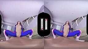 Overwatch DVA cosplay gamer gets her tight pussy pounded hard in VR reality