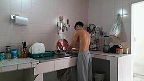 colombian skinny latina lets big cock tenant fuck tight vagina after dishes