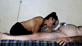 skinny latina milf deepthroats for mouthful cumshot facial