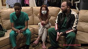 soccer star jewel gets tickled in latex nurse gloves during sports physical at hospital